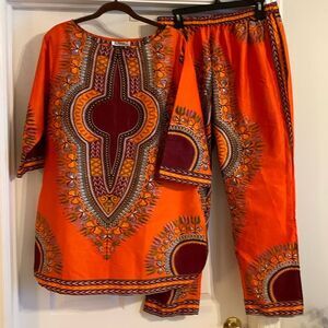 L'APOGEE Colorful African Dashiki Women's two-piece pantsuit.  NWOT never worn